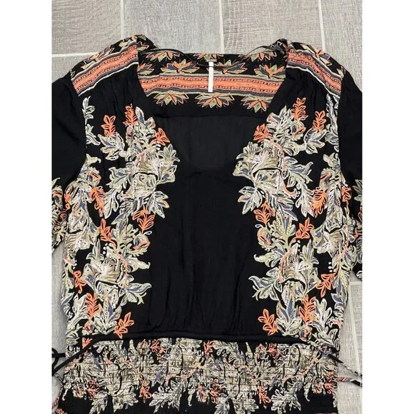 Free People Moonlight Drive Mini Dress Size Small Long Sleeve Lined Boho Peasant - Picture 15 of 16